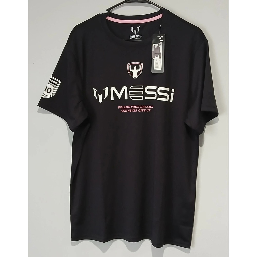 Messi Collection. "FOLLOW YOUR DREAMS AND NEVER GIVE UP". Black. Men Size M. NWT